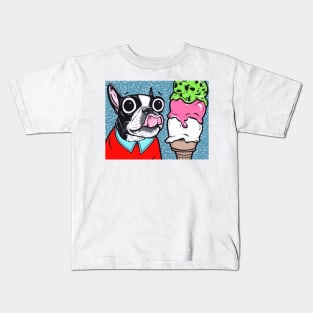 Boston Terrier Ice Cream Kids T-Shirt